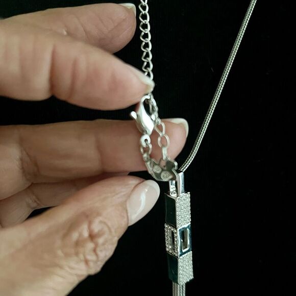 Vintage Swarovski Kolye Cubist Pendant Long Necklace - Picture 8 of 9